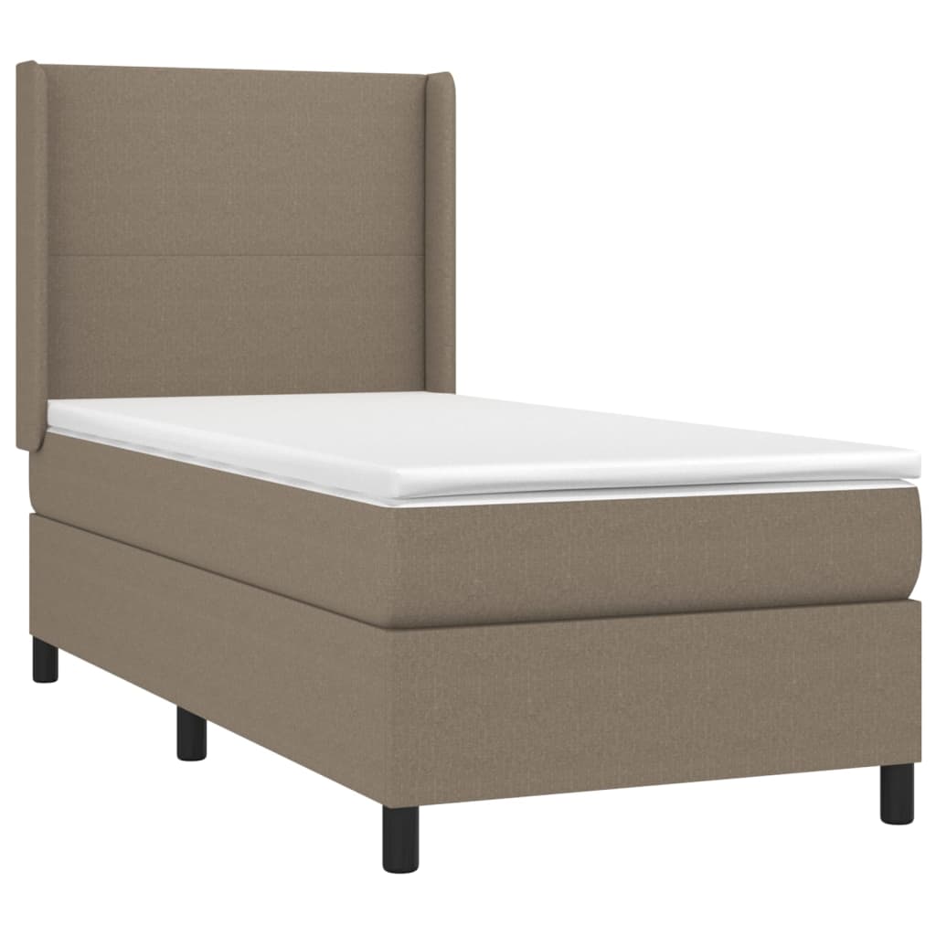 Spring bed with dove gray mattress and LED 90x190 cm in fabric