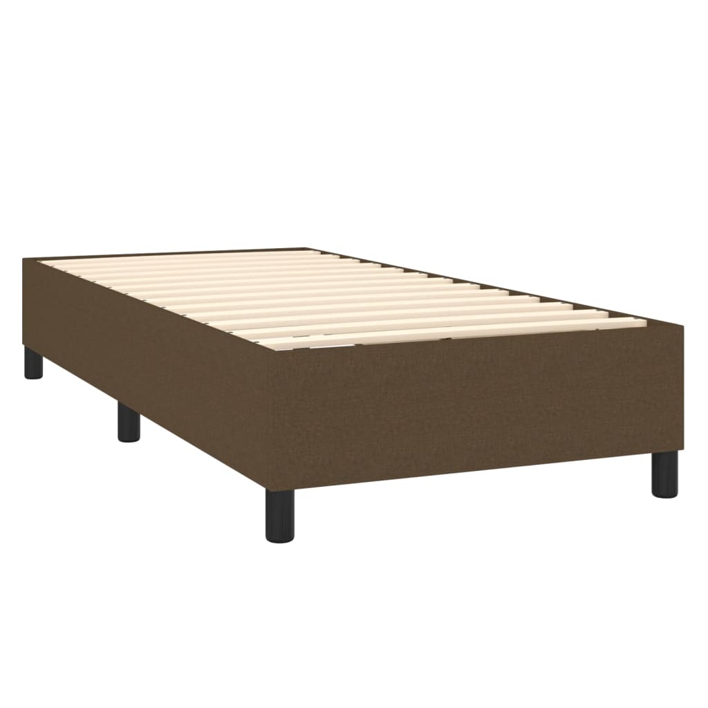 Letto a Molle Materasso e LED Marrone Scuro 90x200cm in Tessuto