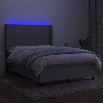 Letto a Molle Materasso e LED Grigio Chiaro 140x190 cm Tessuto | homemem39