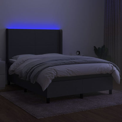 Letto a Molle Materasso e LED Grigio Scuro 140x200cm in Tessuto - homemem39