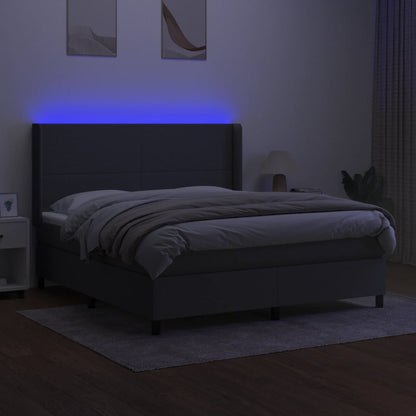 Letto a Molle Materasso e LED Grigio Scuro 180x200cm in Tessuto | homemem39