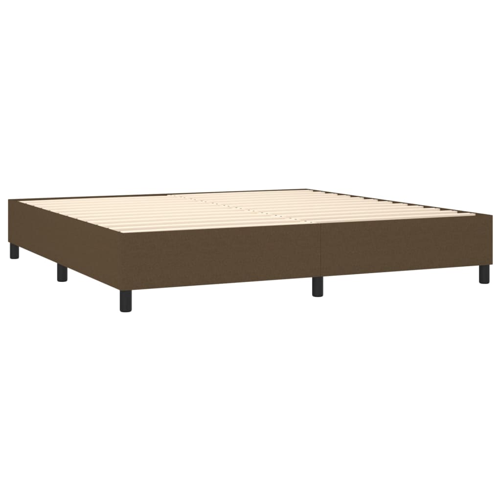 Letto a Molle Materasso e LED MarroneScuro 200x200cm in Tessuto | homemem39