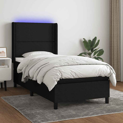 Letto a Molle con Materasso e LED Nero 80x200 cm in Tessuto | homemem39