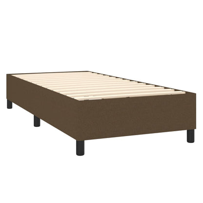 Letto a Molle Materasso e LED Marrone Scuro 90x190cm in Tessuto