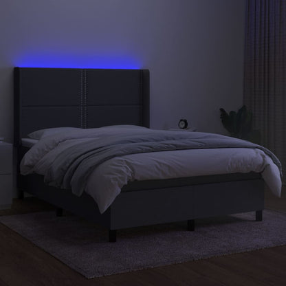 Letto a Molle Materasso e LED Grigio Scuro 140x190cm in Tessuto - homemem39