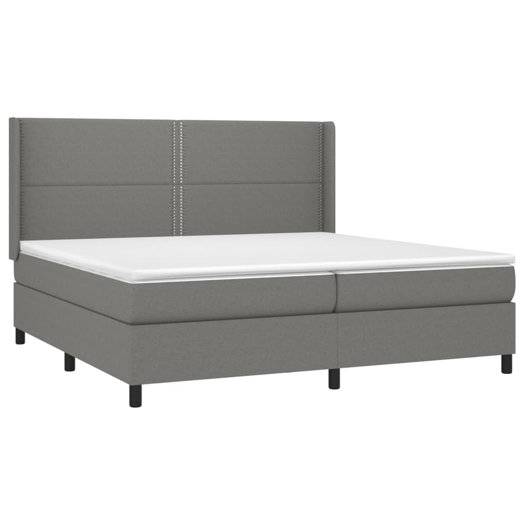 Letto a Molle Materasso e LED Grigio Scuro 200x200cm in Tessuto - homemem39