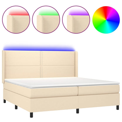 Letto a Molle Materasso e LED bianco 200x200cm in Tessuto