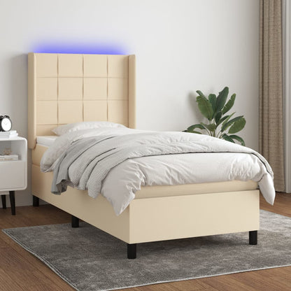 Letto a Molle con Materasso e LED Crema 80x200 cm in Tessuto - homemem39