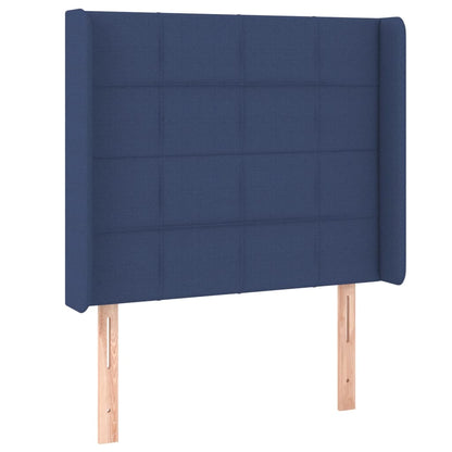 Letto a Molle con Materasso e LED Blu 90x200 cm in Tessuto