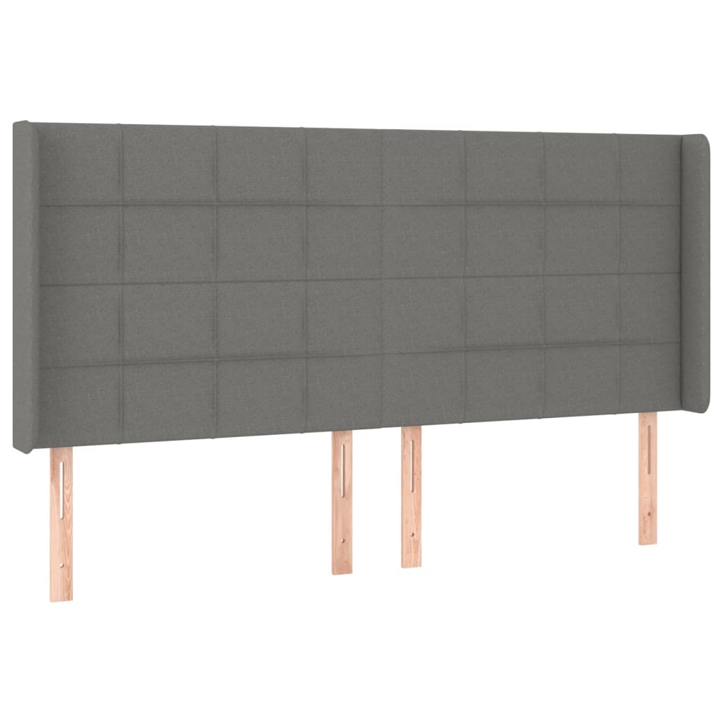 Letto a Molle Materasso e LED Grigio Scuro 160x200cm in Tessuto