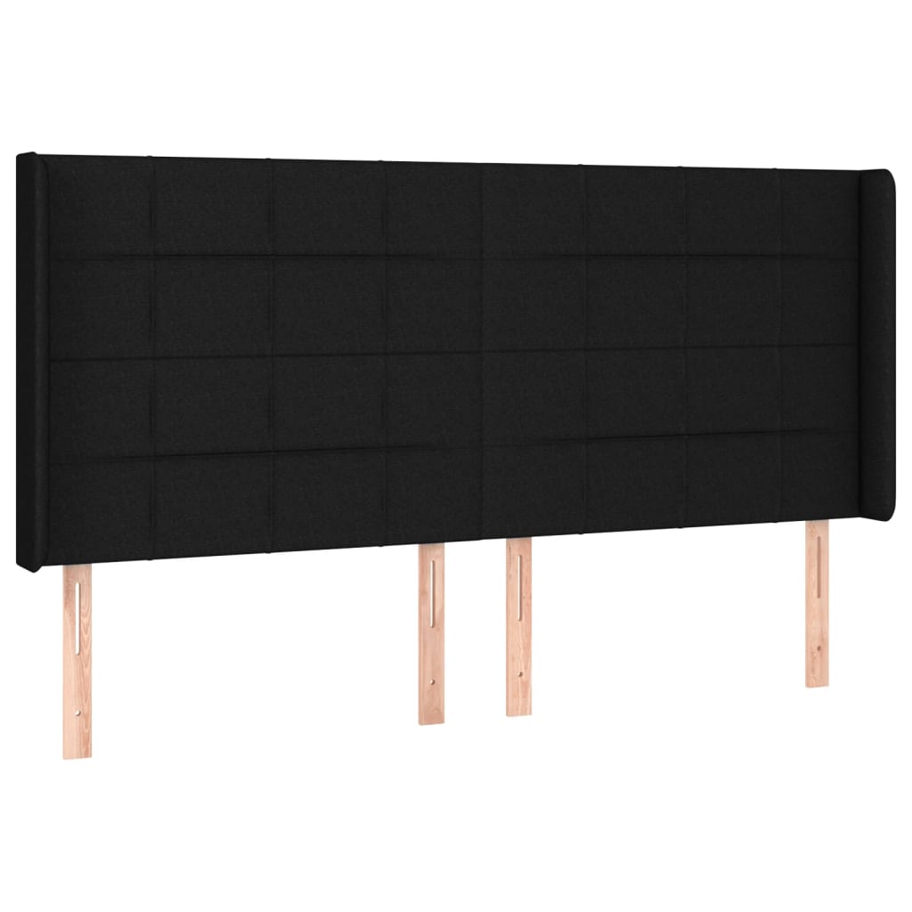 Letto a Molle con Materasso e LED Nero 160x200 cm in Tessuto | homemem39