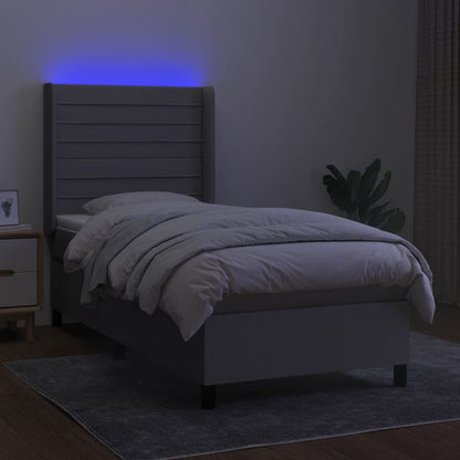 Letto a Molle Materasso e LED Grigio Chiaro 80x200 cm Tessuto