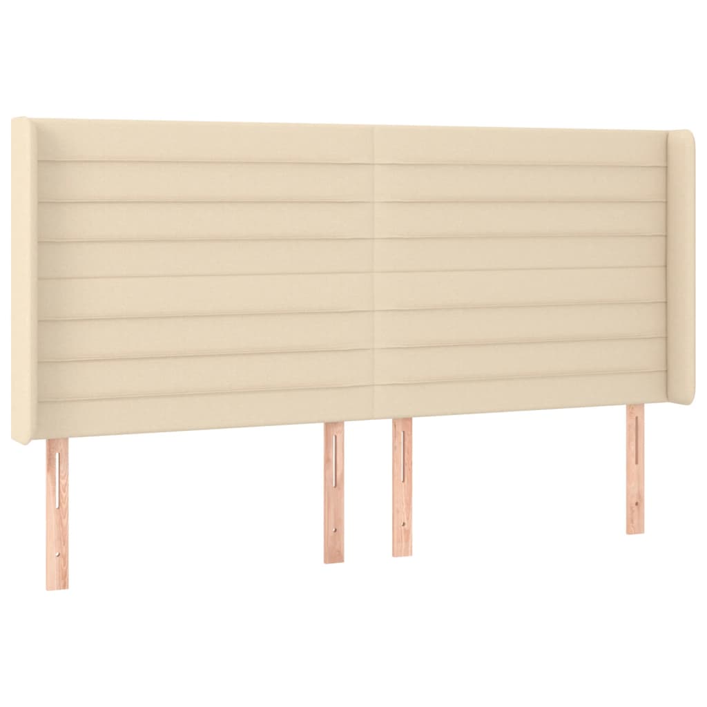 Letto a Molle con Materasso e LED Crema 160x200 cm in Tessuto