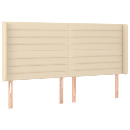 Letto a Molle con Materasso e LED Crema 160x200 cm in Tessuto