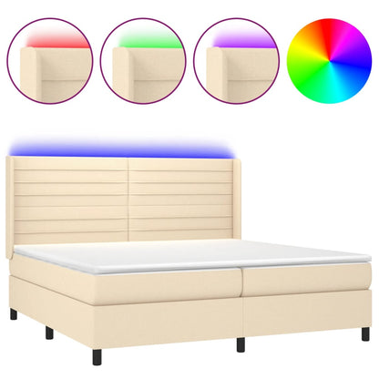 Letto a Molle Materasso e LED bianco 200x200cm in Tessuto - homemem39