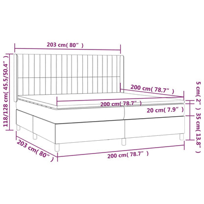 Federkernmatratze und schwarze LED 200 x 200 cm aus Stoff