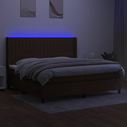 Letto a Molle Materasso e LED Marronescuro 200x200cm in Tessuto | homemem39