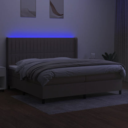 Letto a Molle Materasso e LED tortora 200x200cm in Tessuto | homemem39