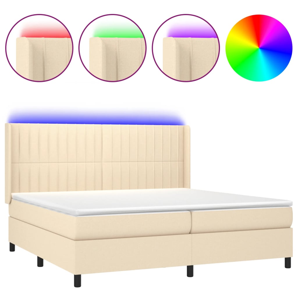 Letto a Molle Materasso e LED bianco 200x200cm in Tessuto - homemem39