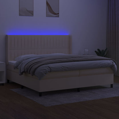 Letto a Molle Materasso e LED bianco 200x200cm in Tessuto - homemem39