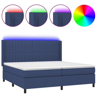 Letto a Molle Materasso e LED Blu 200x200cm in Tessuto - homemem39