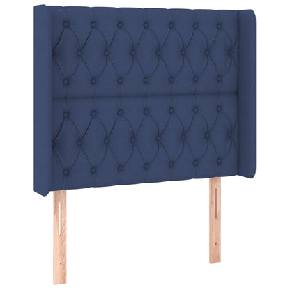 Spring Bed with Mattress and Blue LED 90x200 cm in Fabric