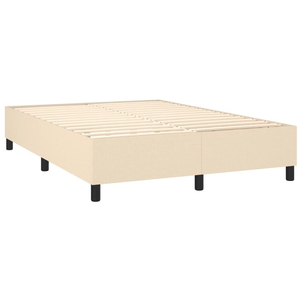 Letto a Molle con Materasso e LED Crema 140x200 cm in Tessuto - homemem39