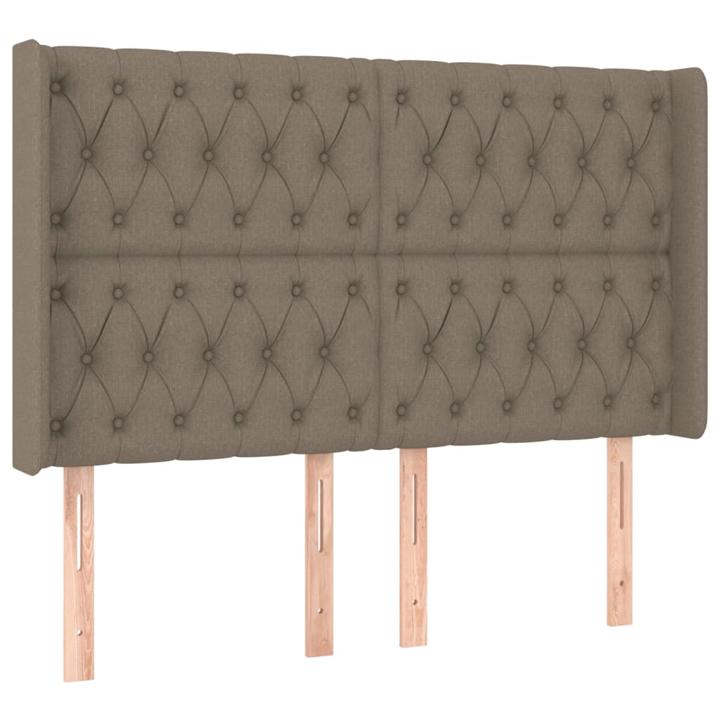 Letto a Molle con Materasso e LED Tortora 160x200 cm in Tessuto | homemem39