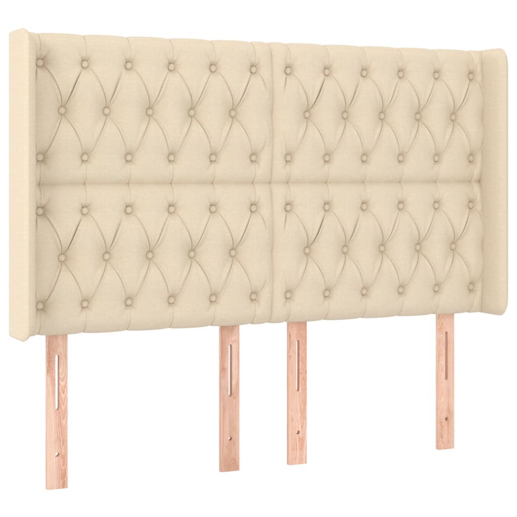 Letto a Molle con Materasso e LED Crema 160x200 cm in Tessuto | homemem39