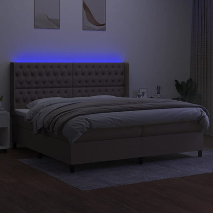 Letto a Molle Materasso e LED tortora 200x200cm in Tessuto | homemem39