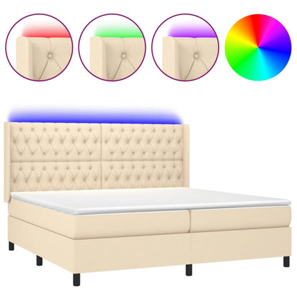 Letto a Molle Materasso e LED bianco 200x200cm in Tessuto