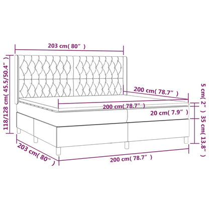 Letto a Molle Materasso e LED Blu 200x200cm in Tessuto