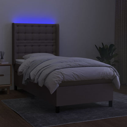 Letto a Molle con Materasso e LED Tortora 80x200 cm in Tessuto - homemem39