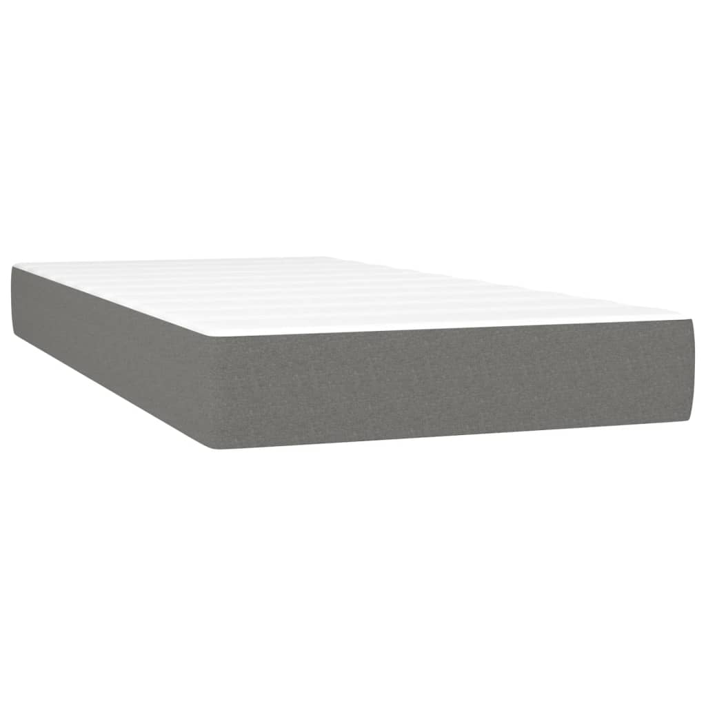 Letto a Molle Materasso e LED Grigio Scuro 90x200 cm in Tessuto