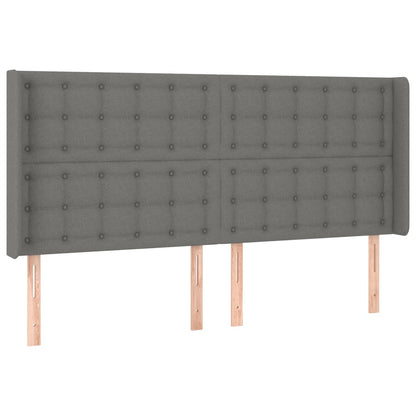 Letto a Molle Materasso e LED Grigio Scuro 160x200cm in Tessuto