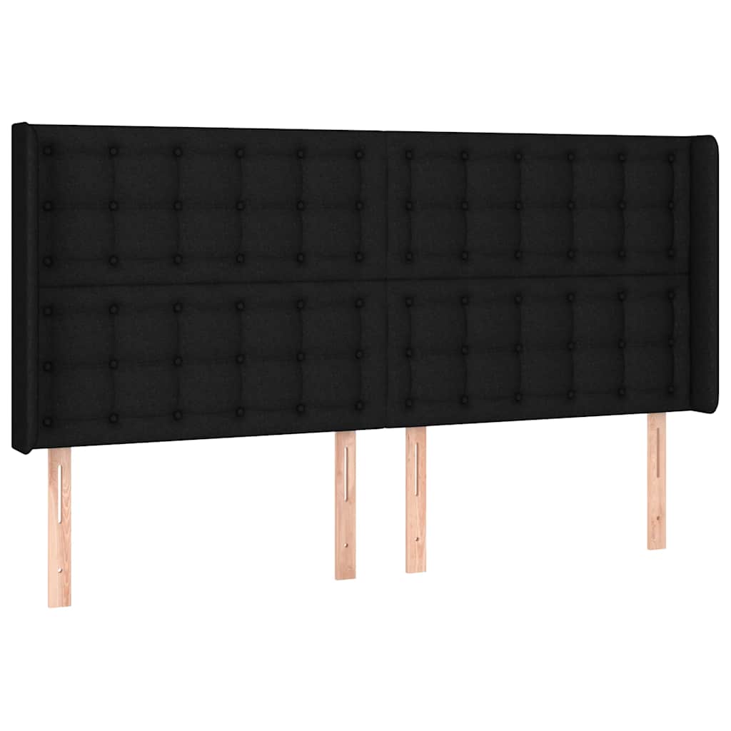 Letto a Molle con Materasso e LED Nero 160x200 cm in Tessuto | homemem39