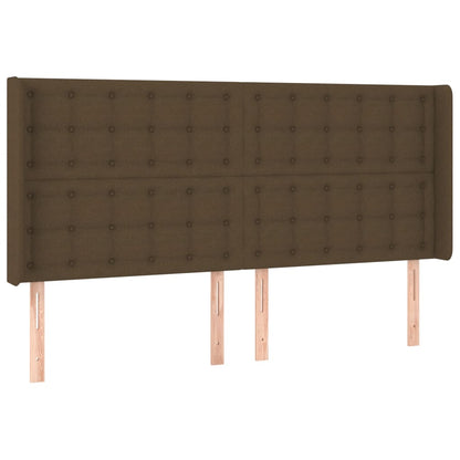 Letto a Molle Materasso e LED Marrone Scuro 160x200 cm Tessuto