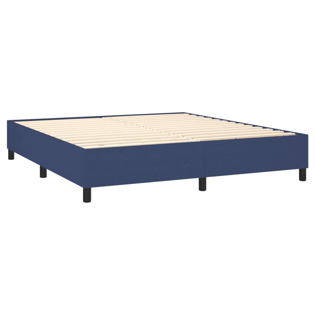 Letto a Molle con Materasso e LED Blu 160x200 cm in Tessuto - homemem39