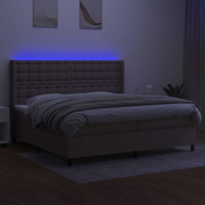 Letto a Molle Materasso e LED tortora 200x200cm in Tessuto | homemem39