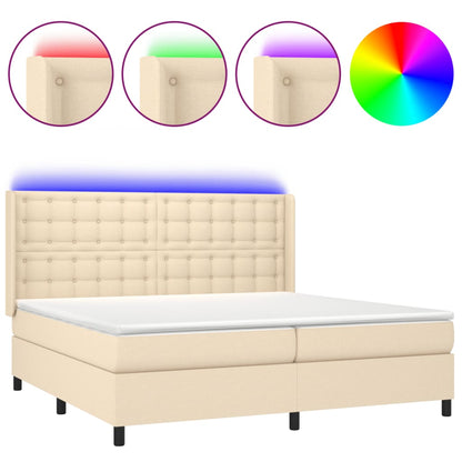 Letto a Molle Materasso e LED bianco 200x200cm in Tessuto - homemem39
