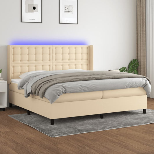 Letto a Molle Materasso e LED bianco 200x200cm in Tessuto - homemem39