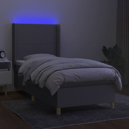 Letto a Molle Materasso e LED Grigio Chiaro 90x190 cm Tessuto - homemem39