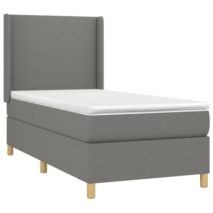 Letto a Molle Materasso e LED Grigio Scuro 90x190 cm in Tessuto - homemem39