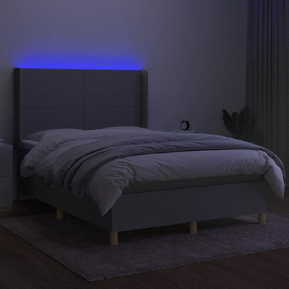 Letto a Molle Materasso e LED Grigio Chiaro 140x190 cm Tessuto | homemem39