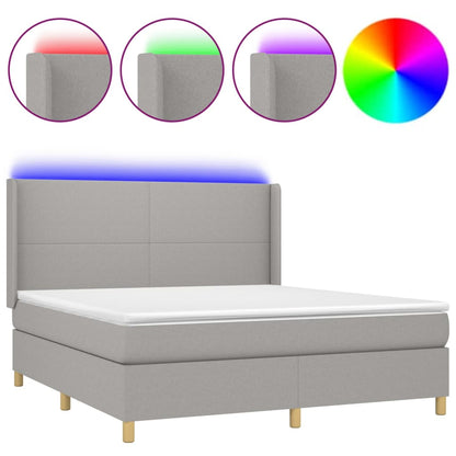 Letto a Molle Materasso e LED Grigio Chiaro 180x200 cm Tessuto