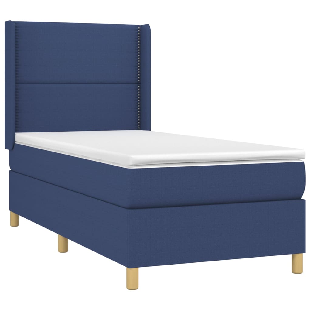 Letto a Molle con Materasso e LED Blu 90x190 cm in Tessuto - homemem39