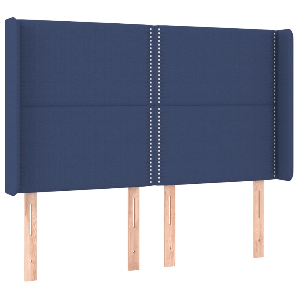 Letto a Molle con Materasso e LED Blu 140x200 cm in Tessuto