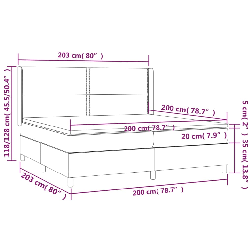 Letto a Molle Materasso e LED MarroneScuro 200x200cm in Tessuto | homemem39