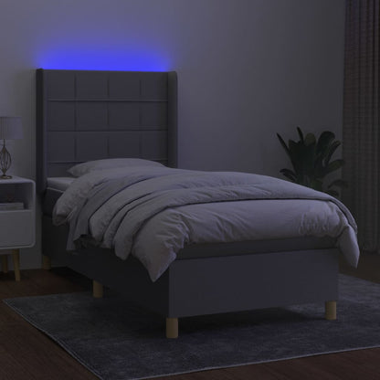 Letto a Molle Materasso e LED Grigio Chiaro 80x200 cm Tessuto