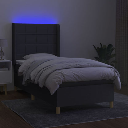 Letto a Molle Materasso e LED Grigio Scuro 90x190 cm in Tessuto - homemem39